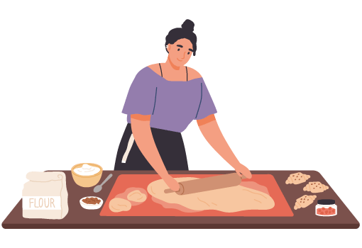illustration femme pâtisserie